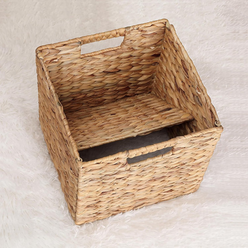 Ensemble de 3 paniers de rangement en forme de cubes de 11 pouces en osier tressé pour tablettes