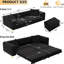 Canapé-lit convertible 4 places de 248 cm x 79 cm (97,7 po x 31 po), profondeur d'assise de 72 cm (28,4 po), avec dossier amovible, capitonnage moderne à boutons, revêtement en velours noir confortable, coussins doux et moelleux pour un confort optimal.