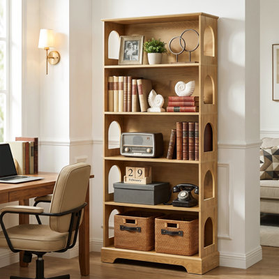 5-Tier Open Bookcase,64.4" Tall Wooden Open Bookshelf with Storage Shelves for Living Room