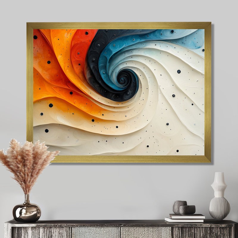 Mathes - Abstract Large Wall Art, H 30 po x l 40 po, Cadre flottant, Doré
