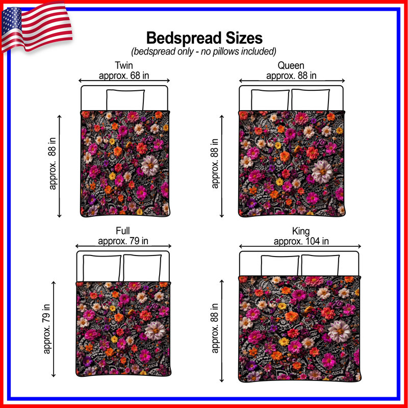 Colourful Floral Paisley Quilted Bedspread All Sizes, Queen
