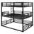 Metal Triple Bunk Bed With Safety Guardrails-1303769125