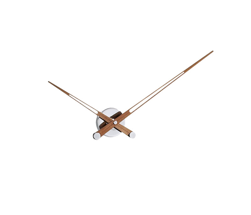 Très grande horloge murale Axioma, H 39,4 po x l 39,4 po x P 2,3 po, Chrome / noyer