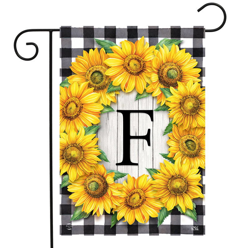 Drapeau de jardin tournesols monogramme F