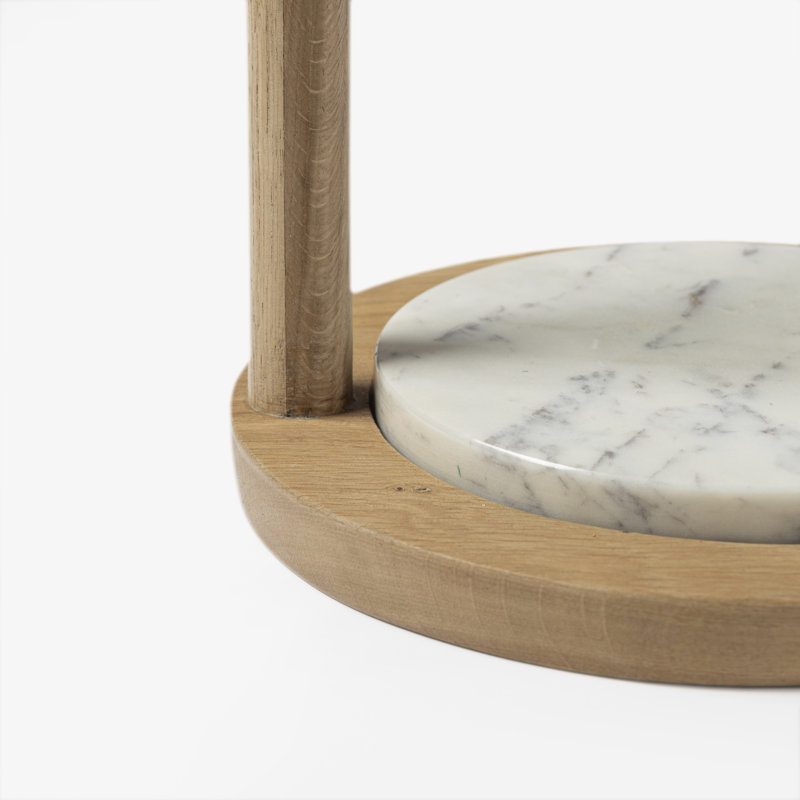 Kamba Genuine Marble End Table, White