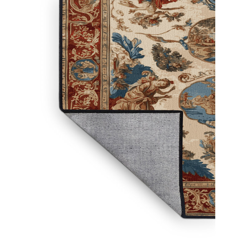 Machine Washable French Brown Area Rug, Round 8'