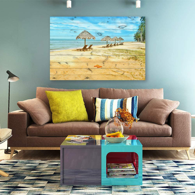 «Coastal Beach» IDÉE4WALL, art mural sur toile, scène romantique de la mer, reproduction d'art encadrée, H 12 po x l 18 po