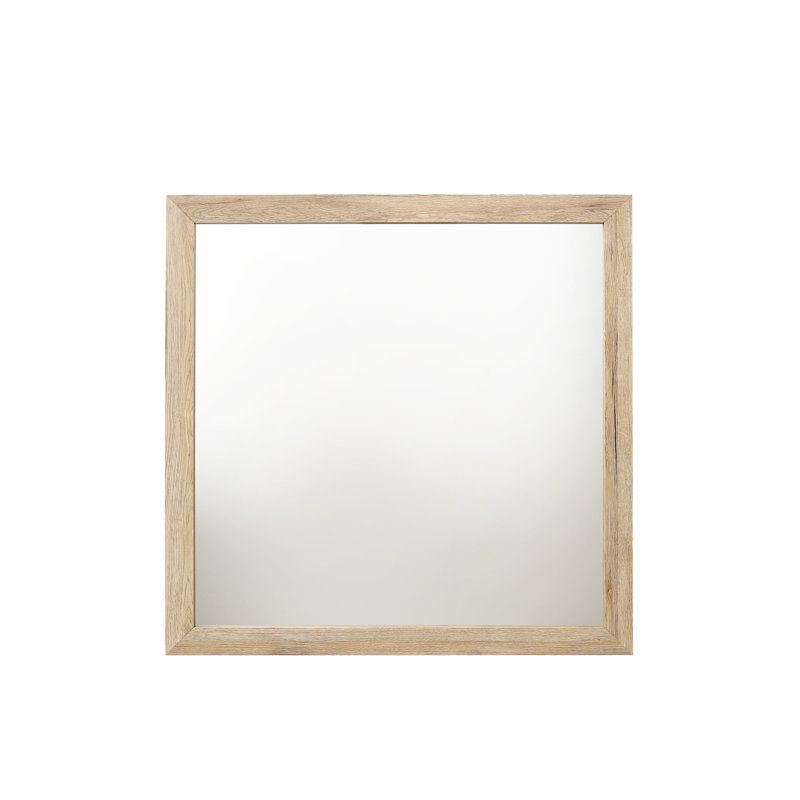 Mirror With Wooden Frame And Non-Beveled Edge, Natural 