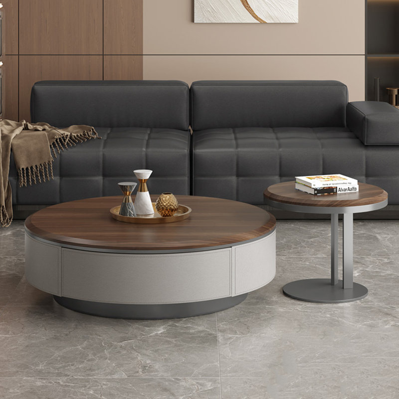 Table basse ronde de luxe légère, H 13,8 po x L 31,5 po x l 31,5 po