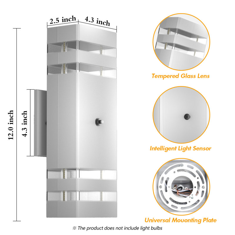 Outdoor Wall Lamp From Dusk To Dawn, Ip44 Waterproof Upper And Lower Porch Light, Black Modern Outdoor Light, Suitable For Home Porch, Garden, Courtyard, Terrace (Bulb Not Included)