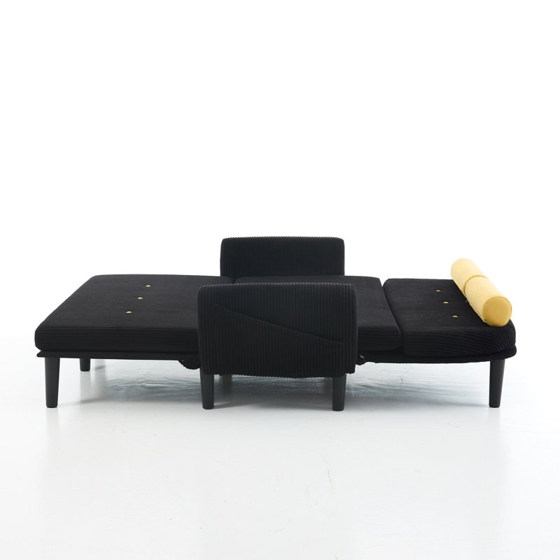 Fauteuil inclinable en velours noir avec causeuse, Noir