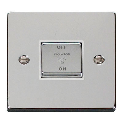 Polished Chrome 10A 1 Gang Ingot 3 Pole Fan Isolation Switch