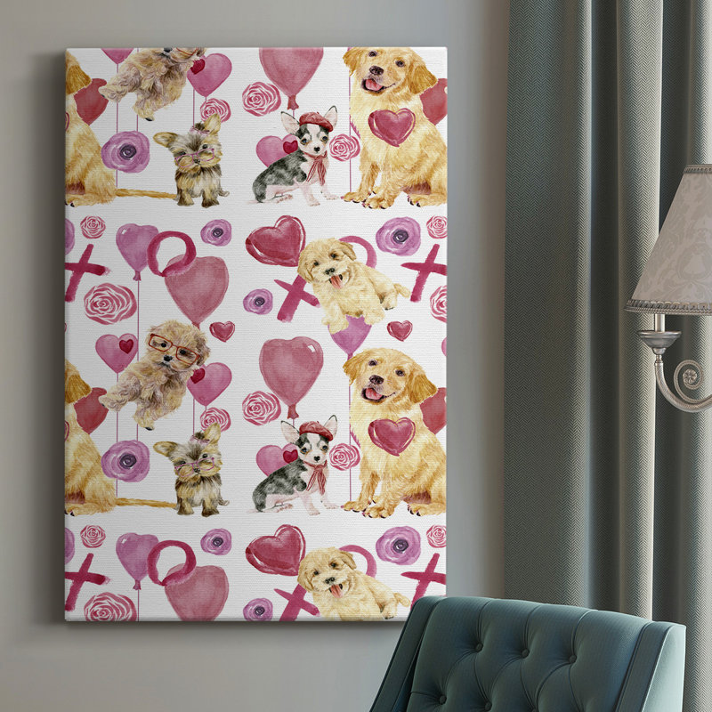«Puppy Valentine Collection E», reproduction sur toile tendue, H 60 po x l 40 po x P 1 po