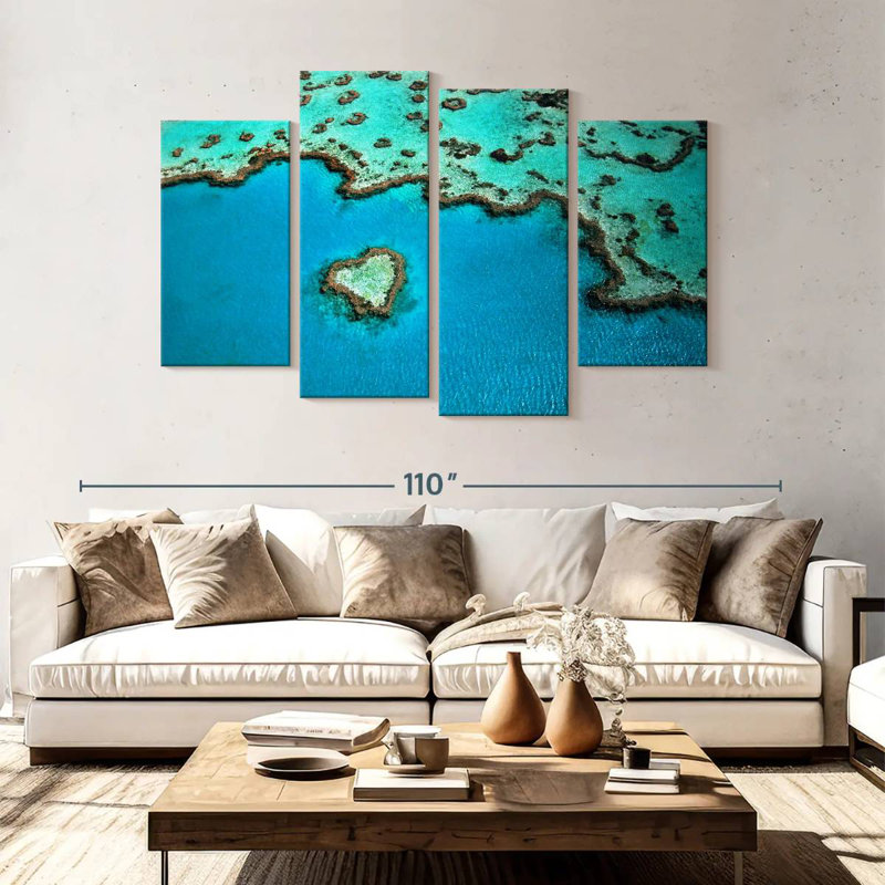 Australia Heart Shaped Reef, 54" H x 84" W
