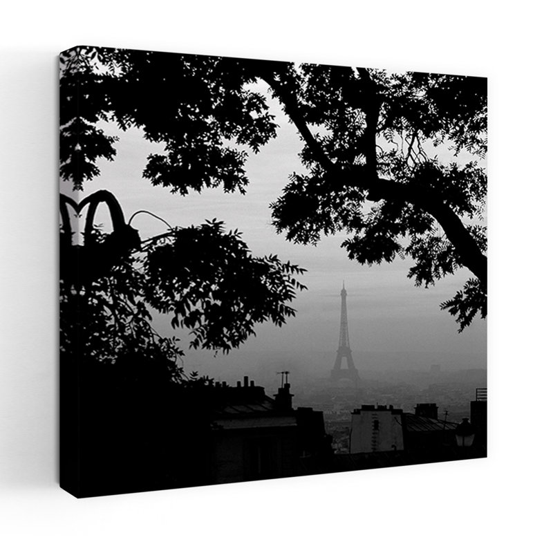 Vue de la Tour Eiffel 1, art contemporain urbain abstrait, H 18 po x l 18 po