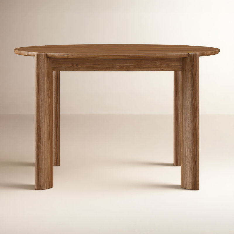 Bancroft Round Solid Wood Dining Table, Classic Walnut
