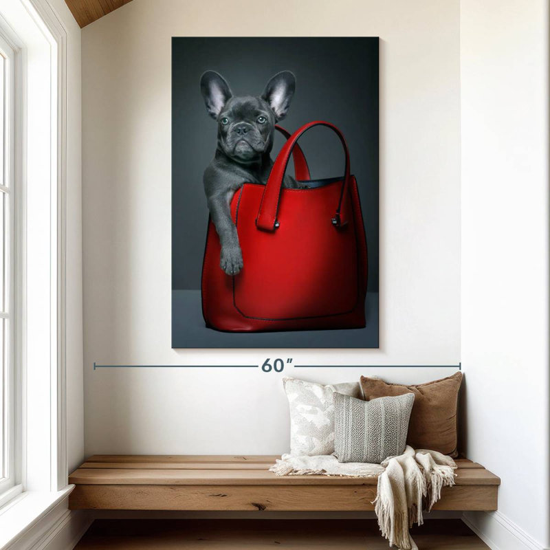 Bouledogue français dans un sac, H 51 po x l 34 po