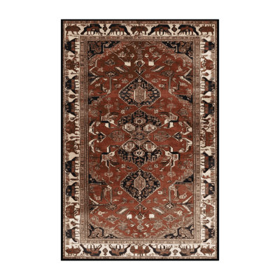 Machine Washable Persian Brown Area Rug