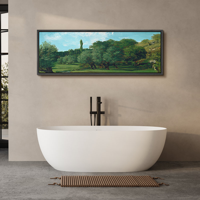 «Verdant Golf Course Lush Landscape Antique Retro Fine Art», reproduction d'art encadrée décorative, H 20 po x l 60 po