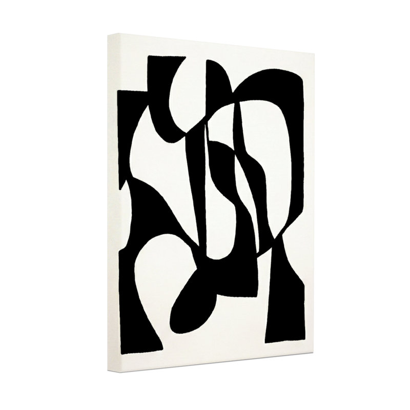 Abstrait abstrait géométrique noir et blanc, H 36 po x l 24 po