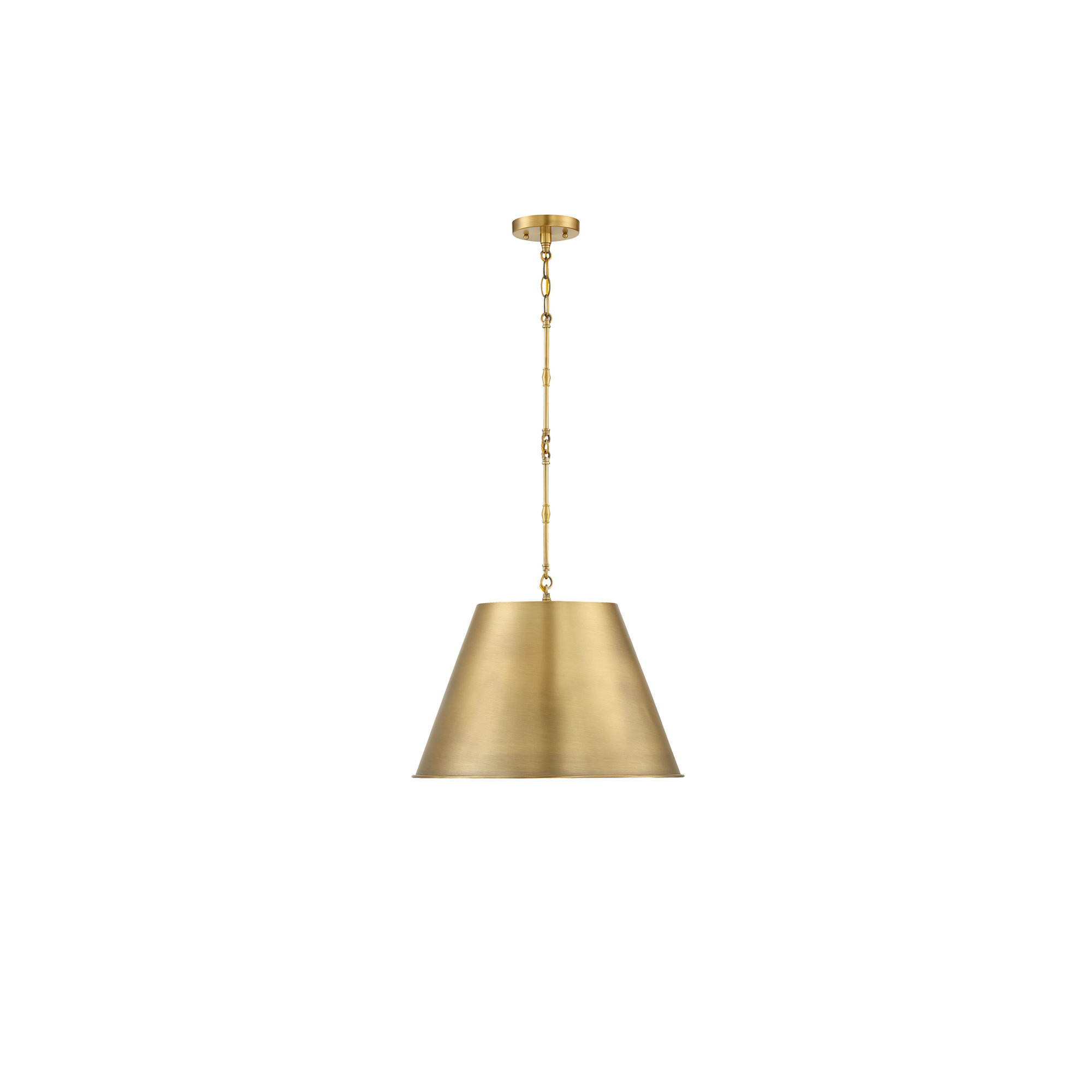 Presley Dimmable Pendant, Warm Brass, 12.75" H x 18.25" W x 18.25" D