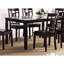 Table de salle à manger moderne avec 6 chaises - dossier foncé, dossier en oeillets, sièges rembourrés 7 pièces, finition contemporaine, sièges, table rectangulaire pour la décoration