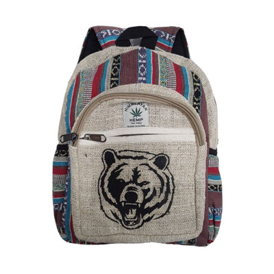 Victoria Bella Himalayan HEMP Mini Backpack. 'Bear'. Hand-made. 100% Natural. Hippie BOHO Backpack. Workers, Tourists Backpack. Unisex.