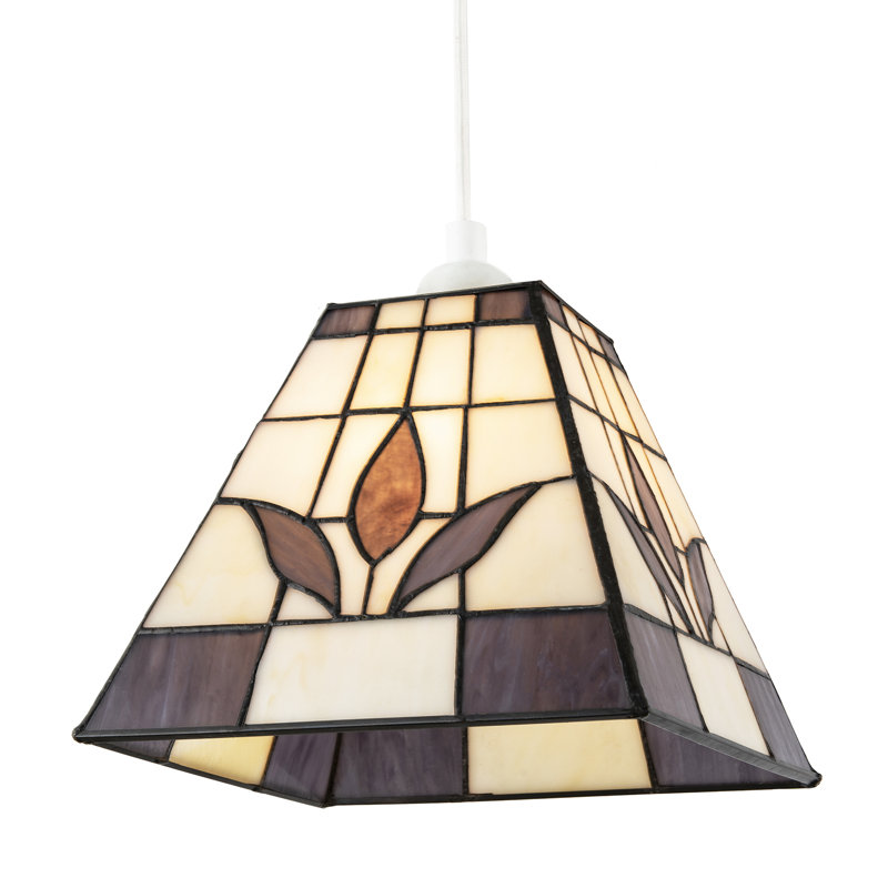 17cm H Glass Square Pendant Shade ( No Direct Attachment Method ), Purple