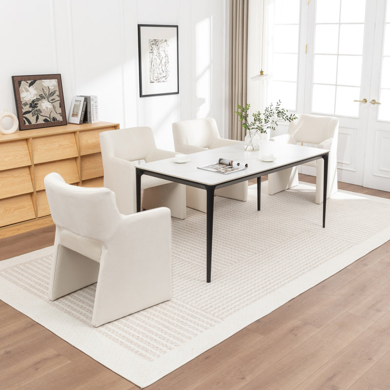 Hambrook Velvet Upholstered Dining Chair, Beige