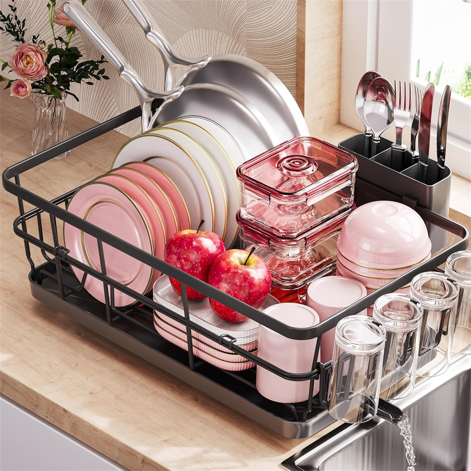 Roundhill Furniture Kitchen Countertop Dish Drying Rack, Kitchen Dish ...