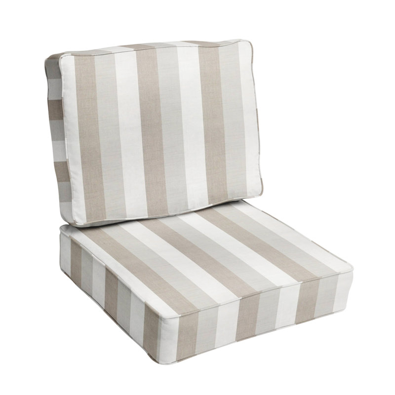 Passarelli Outdoor Sunbrella Seat/Back Cushion, 27" W x 29" D, Direction Linen Stripe Sunbrella®
