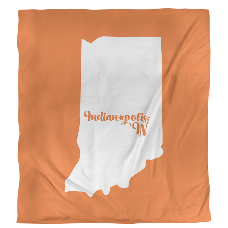 Housse de couette simple polis Indiana, Housse de couette pour grand lit, Orange, Microfibre