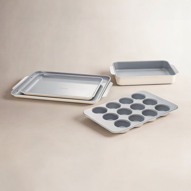 Caraway Non-Toxic Nonstick Ceramic Half Bakeware Set, Cream
