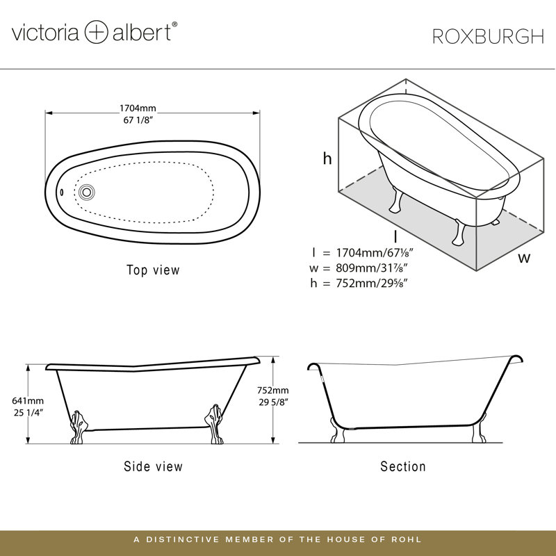Roxburgh 67.13" x 31.88" Freestanding Soaking Bathtub, Polished Chrome