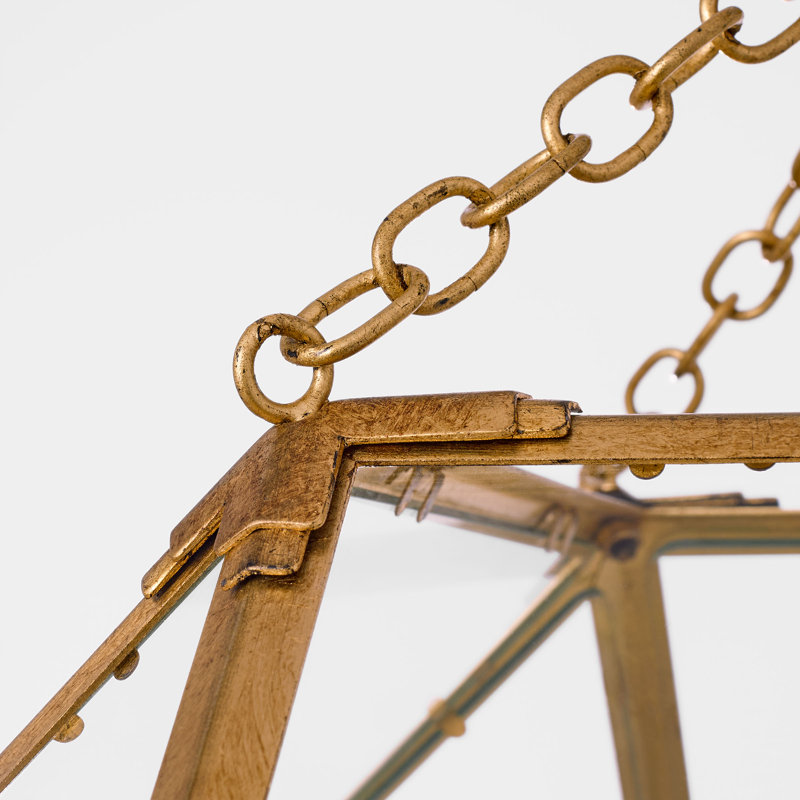 Suzanne Kasler Morris Small Lantern, Gold, Clear, 30.25" H x 23.25" W x 23.25" D