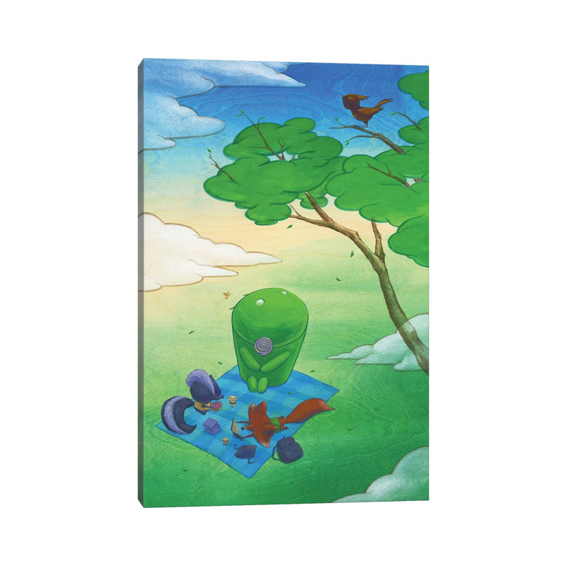 Robot Picnic by Martin Hsu - Painting on Canvas, 152.5 cm H x 101.5 cm W x 3.175 cm D, Wrapped Canvas