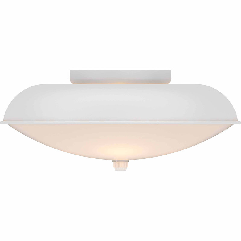 Plafonnier encastré rond simple 2 lumières l 12,5 po avec verre blanc d'intérieur 2 lumières 