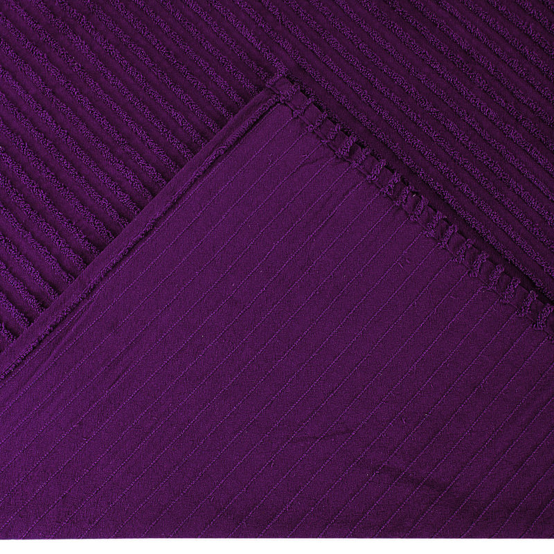 Jullian Collection 100% Cotton Tufted Twin Bedspread Set, Classic Stripe Coverlet with Matching Sham, OEKO-TEX Certified, Soft, Breathable, Machine Washable, All-Season, Plum