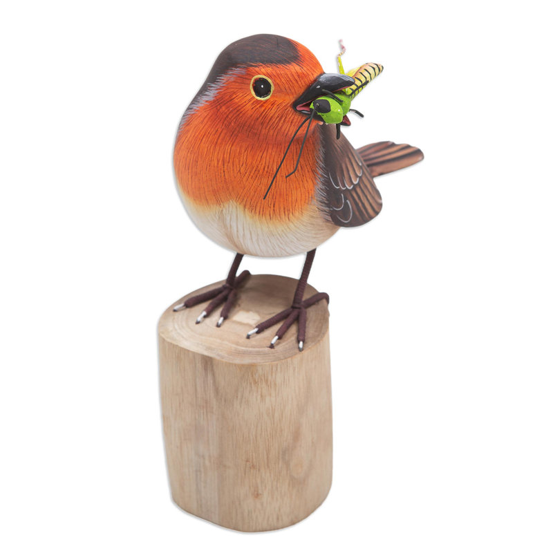 Statuette en bois Red Barrel Studio® faite à la main Robins