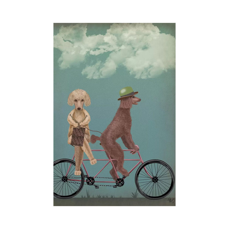 Poodle Tandem by Fab Funky - Wrapped Canvas Gallery-Wrapped Canvas Giclée, 101.6 cm H x 66.04 cm W x 1.91 cm D