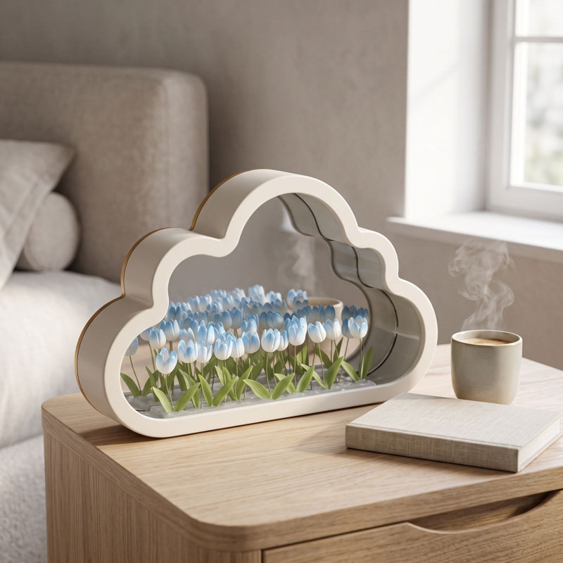 Diy Tulips blanc Clousd lampe Diy Clousd Tulisp miroir veilleuse, Bleu