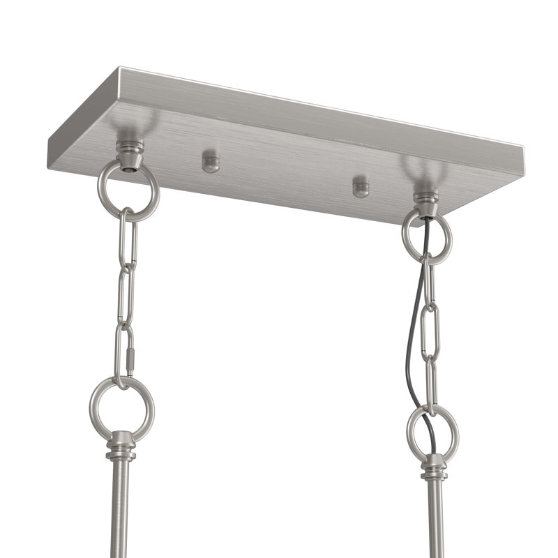60-Watt 4 Light Brushed Nickel Shaded Pendant Light Kitchen Island Lighting with Clear Glass Shade and Adjustable Rods