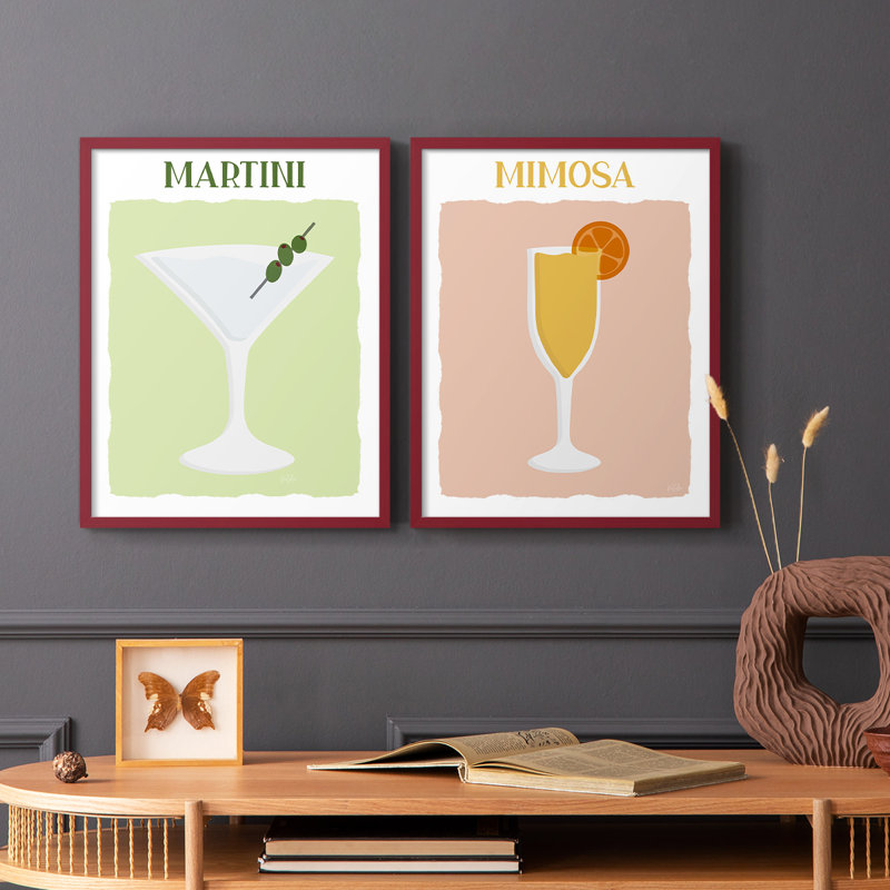 Martini - reproduction encadrée de qualité supérieure - prête à être accrochée - aucun clou requis - aucun clou requis, Rouge