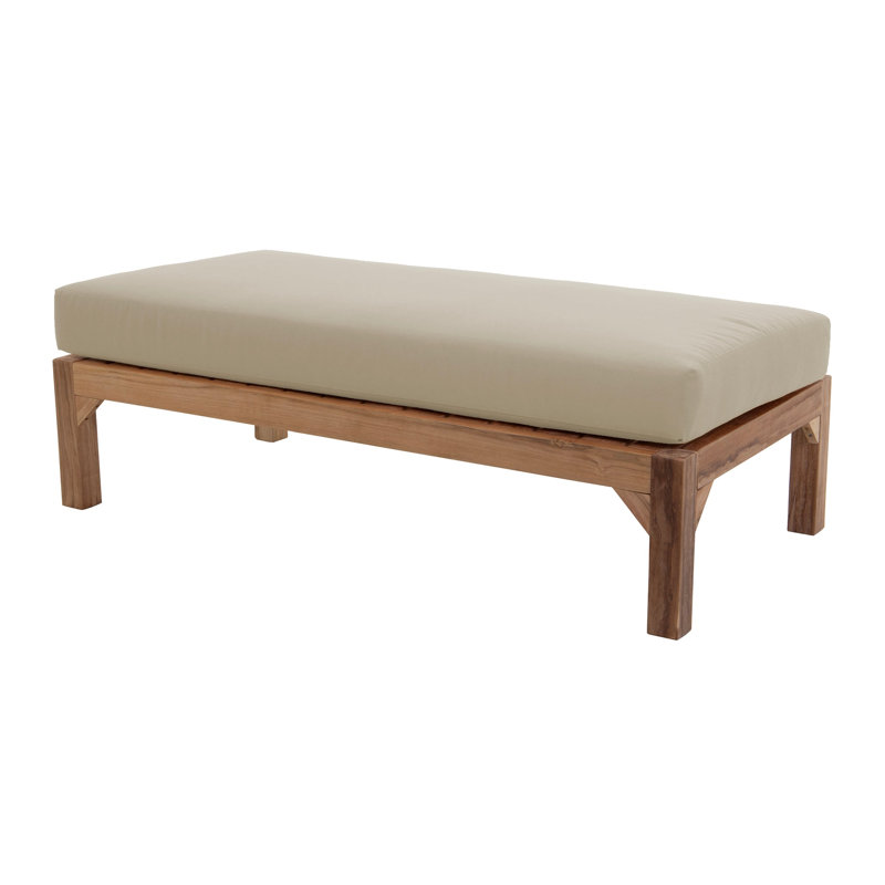 Portingale Outdoor Teak Ottoman, Antique Beige