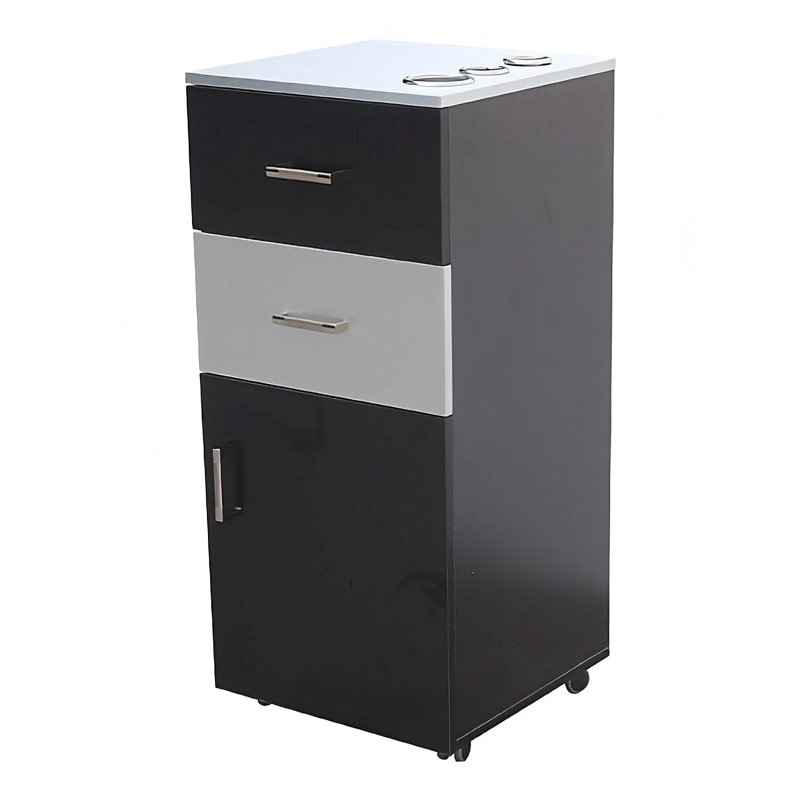 Meuble-lavabo à roulettes, Noir / blanc