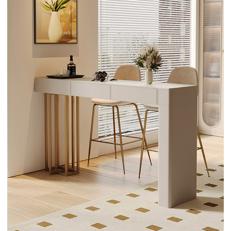 Table de bar en cuir italien Italian Minimalist, H 39,37 po x L 62,99 po x l 15,75 po