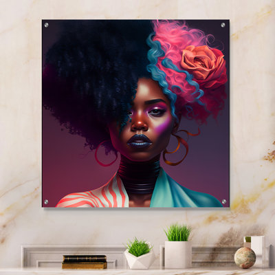 Art mural en acrylique rose et bleu