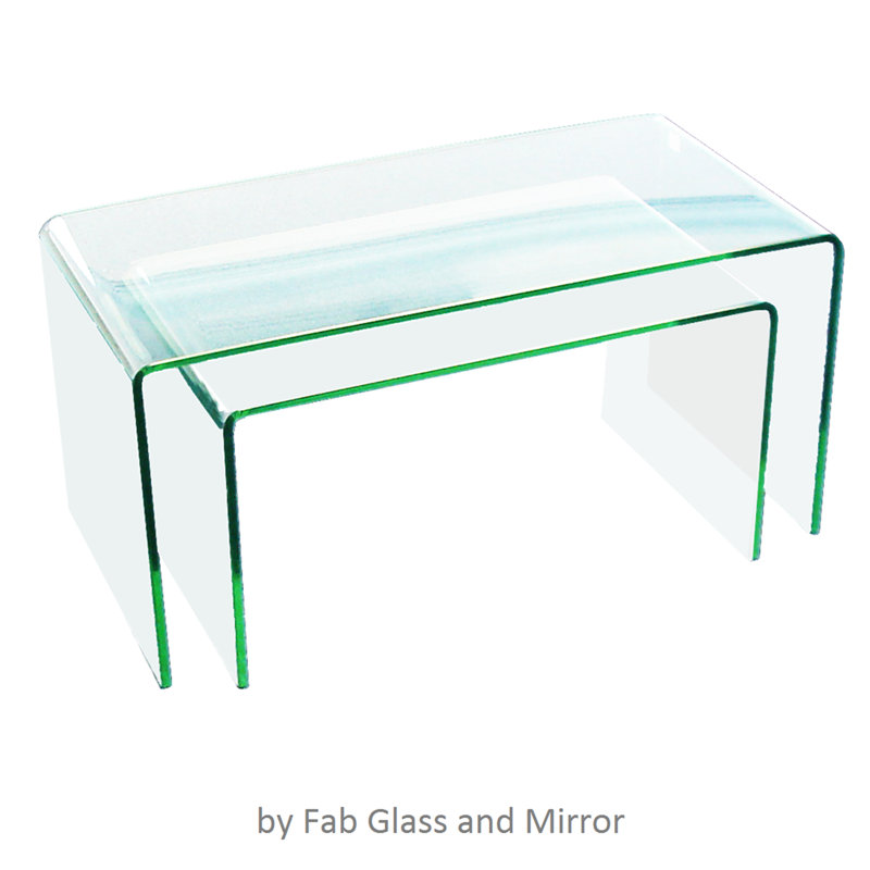 Funon Glass Top Nesting Tables Built-In Outlets