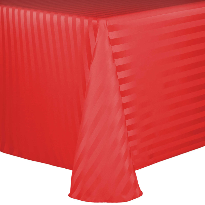 Latitude Run® Satin-Stripe Tablecloth Oval, 10, Red, 120" x 72"