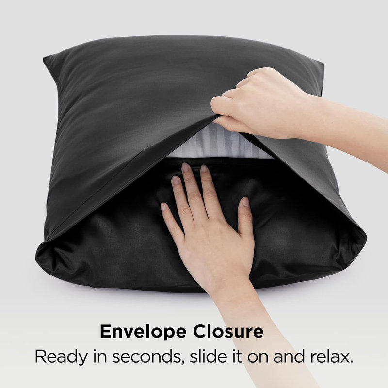 Polyester Pillowcase with Envelope Closure, Queen Pillowcase , Black